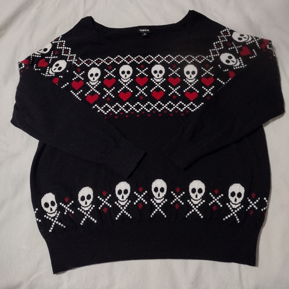 TORRID Heart Skull Argyle Sweater Sz 2